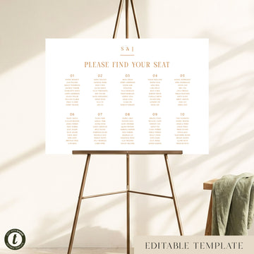 Terra 10-Table Wedding Seating Chart Template (Landscape)
