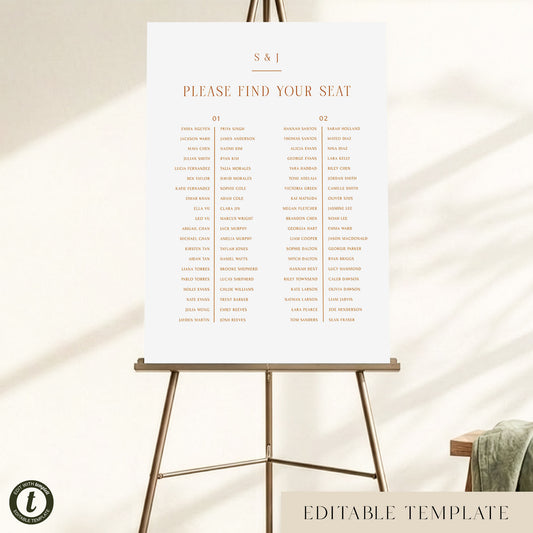 Terra 2-Table Long Tables Wedding Seating Chart Template (US)