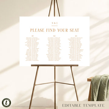 Terra 3-Table Long Tables Wedding Seating Chart Template (Landscape)