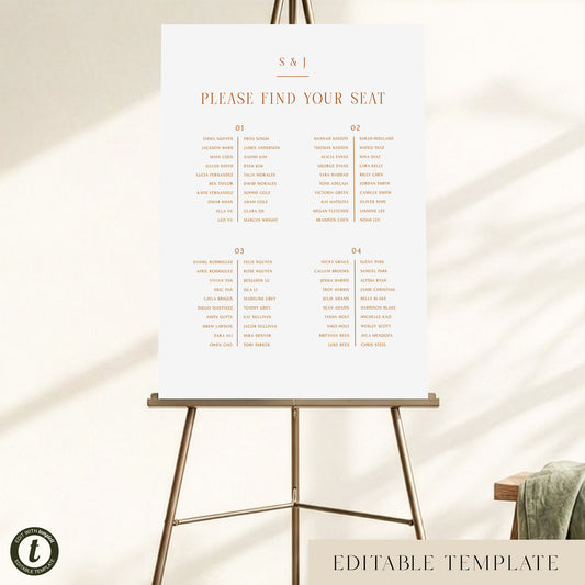 Terra 4-Table Long Tables Wedding Seating Chart Template (US)