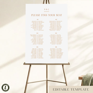 Terra 6-Table Long Tables Wedding Seating Chart Template