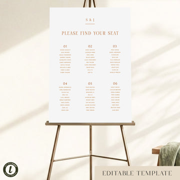 Terra 6-Table Wedding Seating Chart Template