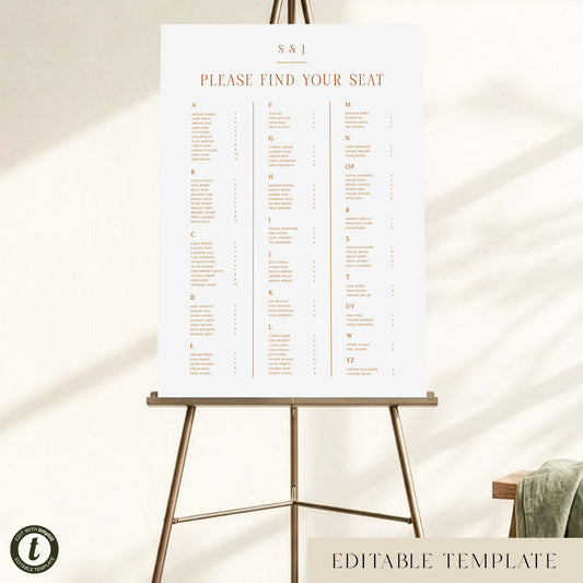 Terra Alphabetical Seating Chart Template (US)
