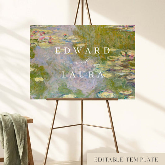 Water Lilies Wedding Welcome Sign Template