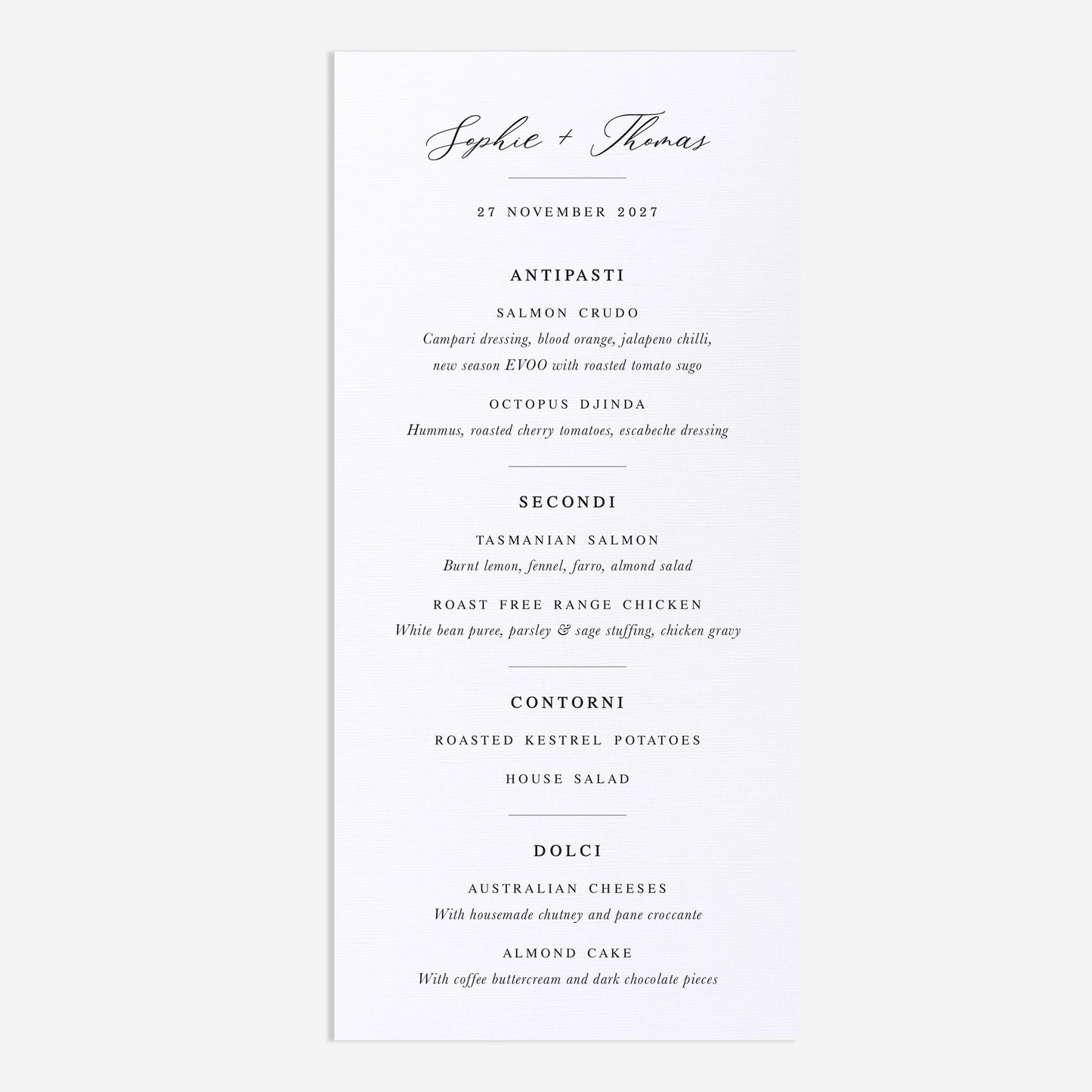 Bellarine Menu