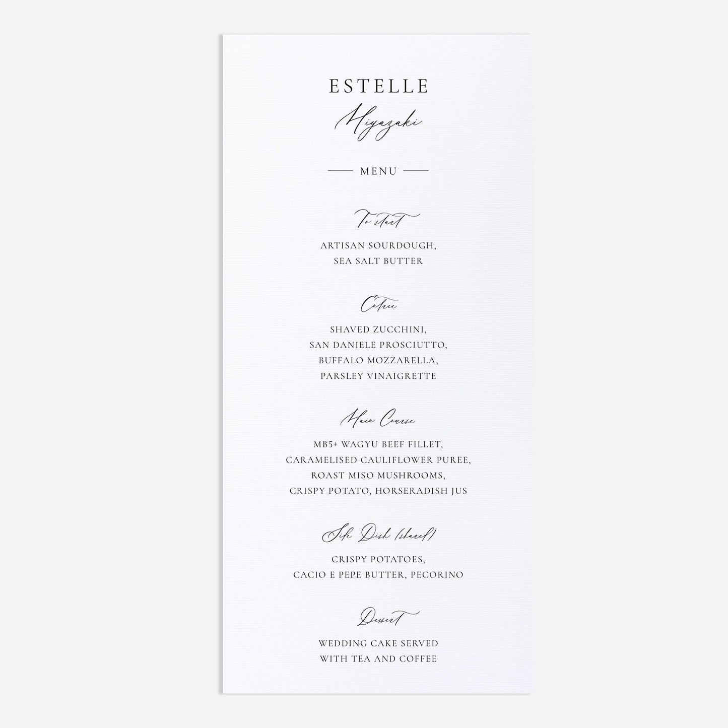 Bordeaux Menu