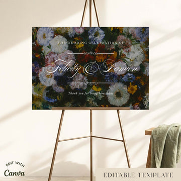 Dahlias Wedding Welcome Sign Template (US)