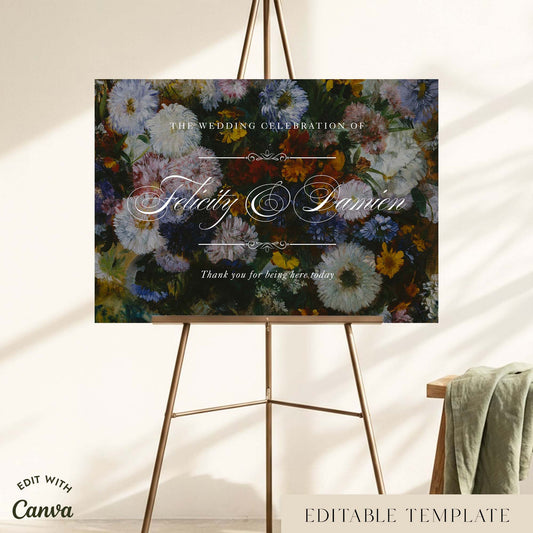 Dahlias Wedding Welcome Sign Template (US)