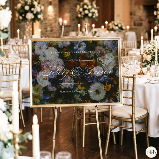 Dahlias Wedding Welcome Sign Template (US)