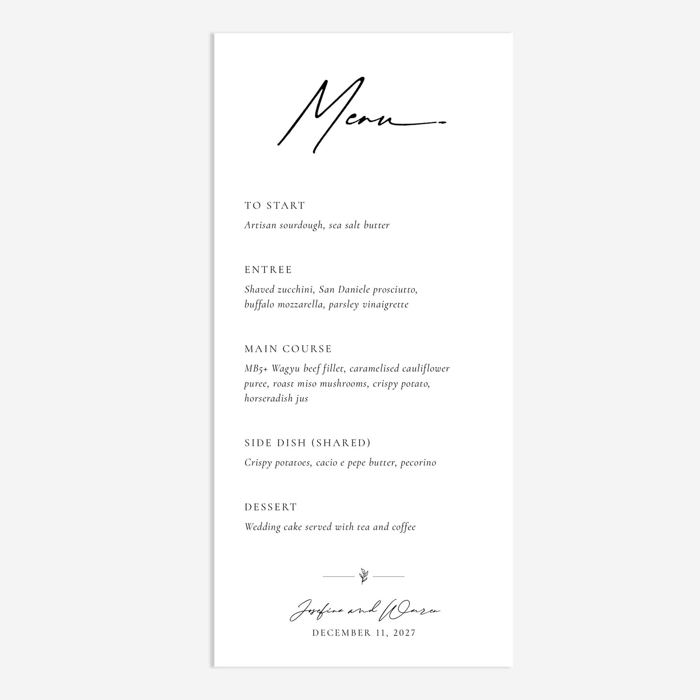 Melrose Menu