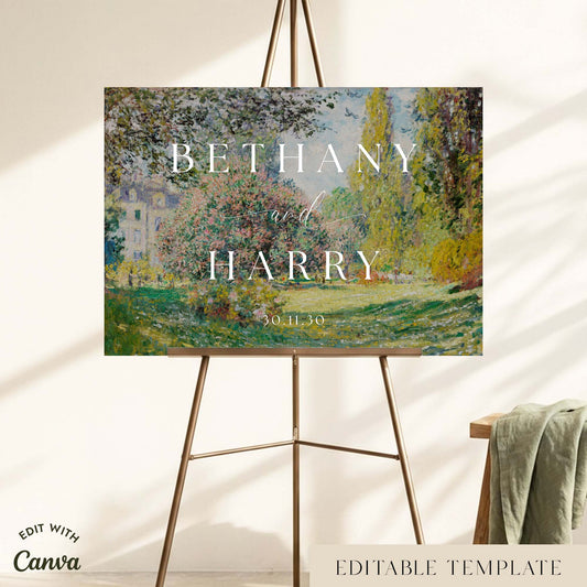 Parc Monceau Wedding Welcome Sign Template (US)
