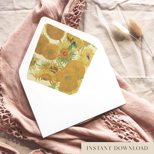 Sunflowers Printable Envelope Liners