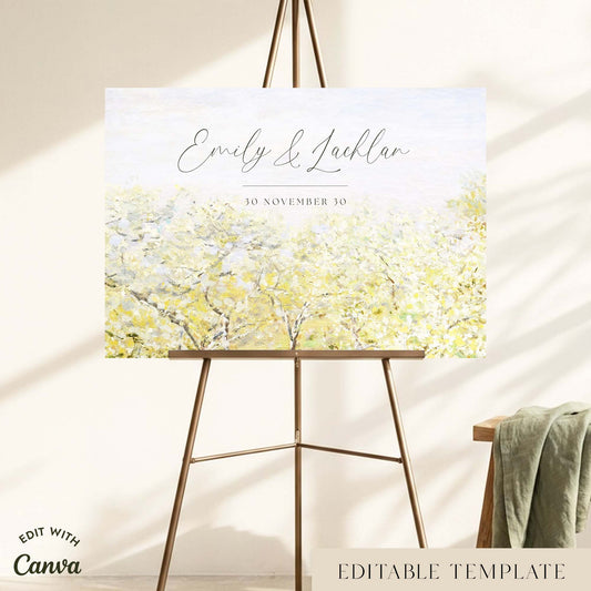Spring Orchard Wedding Welcome Sign Template (US)