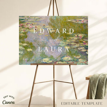 Water Lilies Wedding Welcome Sign Template