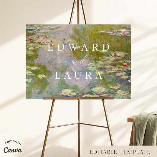 Water Lilies Wedding Welcome Sign Template